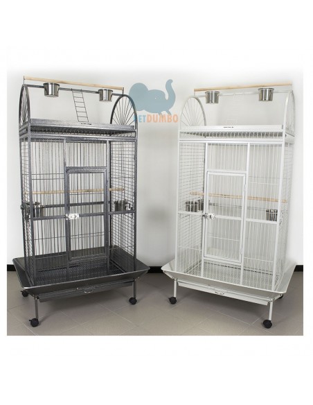 Gabbia per pappagalli bianco e nero