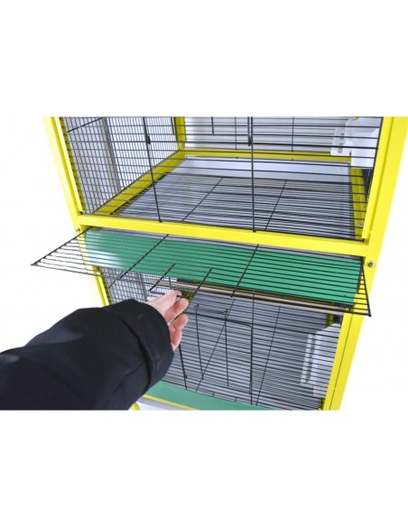 Voliera uccelli a 2 piani, griglia centrale
