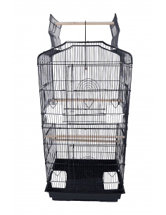 Gabbia per uccellini Gran Relax con Trespolo nera - Frontale
