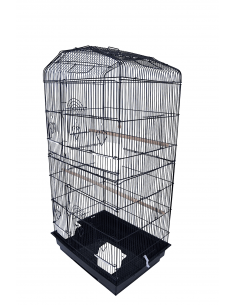 Gabbia per uccellini Gran Relax con Trespolo nera - Frontale 2